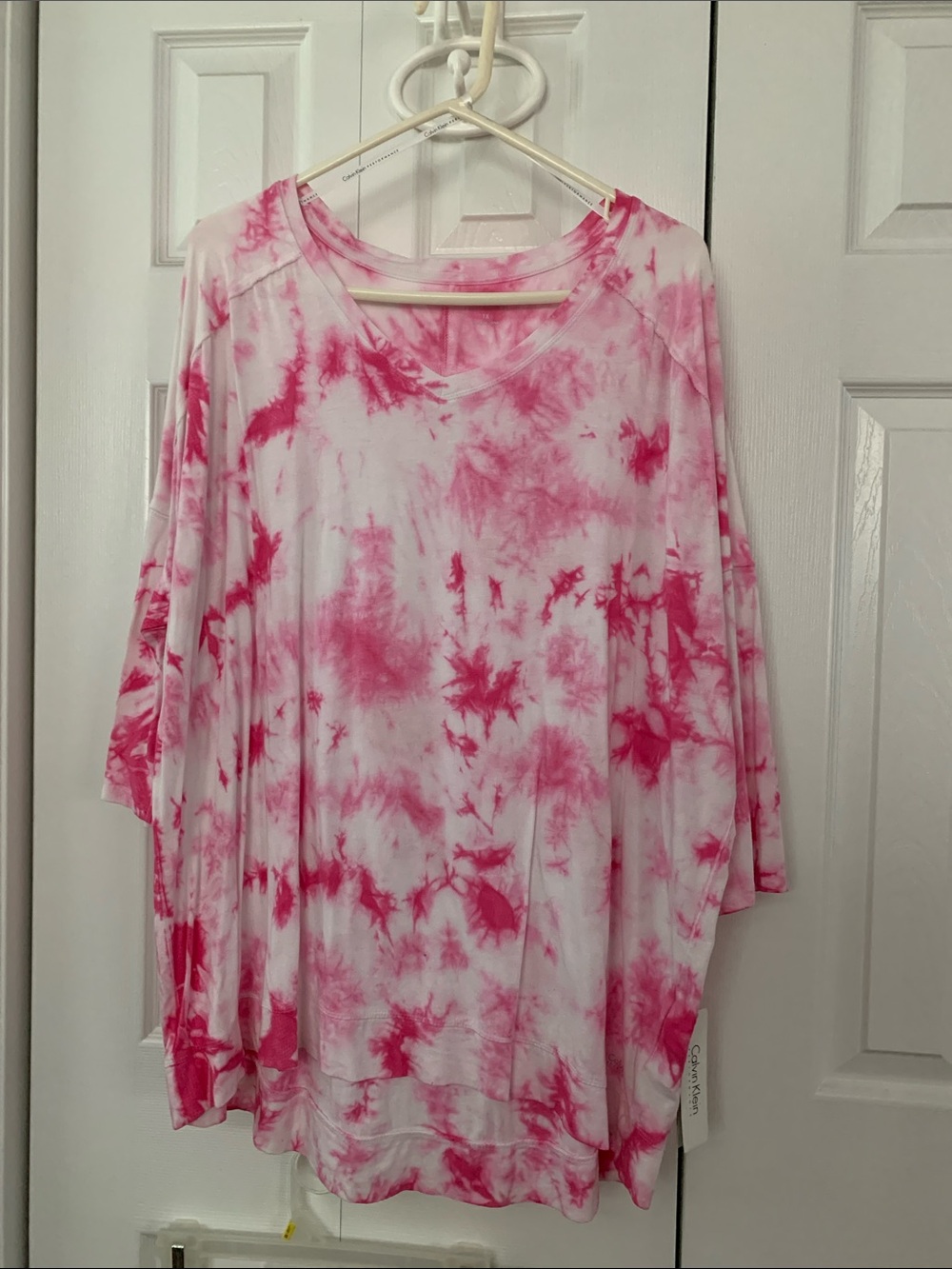 Calvin Klein Performance Pink Tie-Dye V-Neck Tunic